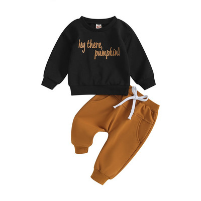 ma&baby 0-3G Halovīni jaundzimušajiem zēniem apģērbu komplekti ķirbju burti garām piedurknēm topi Bikses tērpi mazuļu zīdaiņu kostīmi