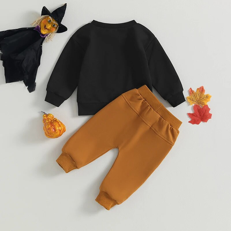 ma&baby 0-3G Halovīni jaundzimušajiem zēniem apģērbu komplekti ķirbju burti garām piedurknēm topi Bikses tērpi mazuļu zīdaiņu kostīmi