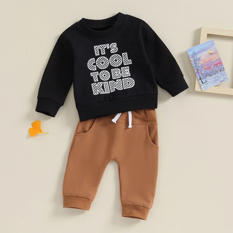 ma&baby 0-3Y újszülött csecsemő kisfiú ruhák készletek kisgyermek ruhák kockás betűs nyomtatott hosszú ujjú felsők nadrágok alkalmi ruhák