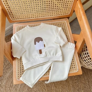 INS Baby Boys Clothes Детски Детски анцуг Popsicle Embroidery Baby Girl Sweatshirt Long Sleeve Tops Sweet Pants Комплект дрехи