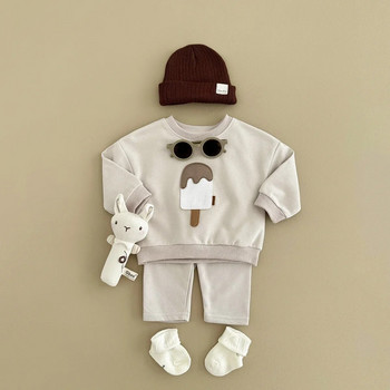 INS Baby Boys Clothes Детски Детски анцуг Popsicle Embroidery Baby Girl Sweatshirt Long Sleeve Tops Sweet Pants Комплект дрехи