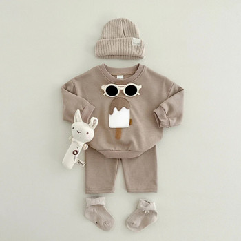 INS Baby Boys Clothes Детски Детски анцуг Popsicle Embroidery Baby Girl Sweatshirt Long Sleeve Tops Sweet Pants Комплект дрехи