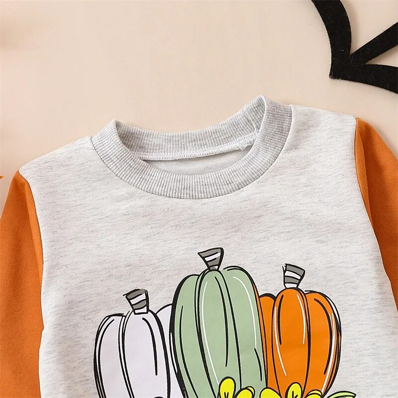 Ma&baby 0–18 M Halovīni jaundzimušo zīdaiņu meiteņu rombiņas ar ķirbju ziedu apdruku garām piedurknēm kombinezons rudens mazuļiem