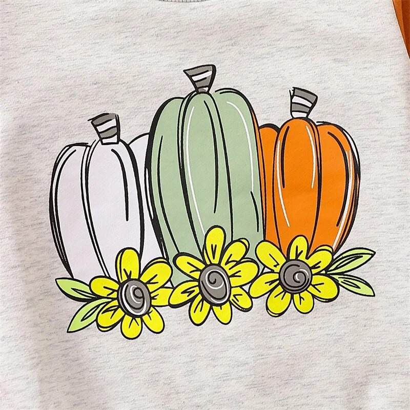 Ma&baby 0–18 M Halovīni jaundzimušo zīdaiņu meiteņu rombiņas ar ķirbju ziedu apdruku garām piedurknēm kombinezons rudens mazuļiem