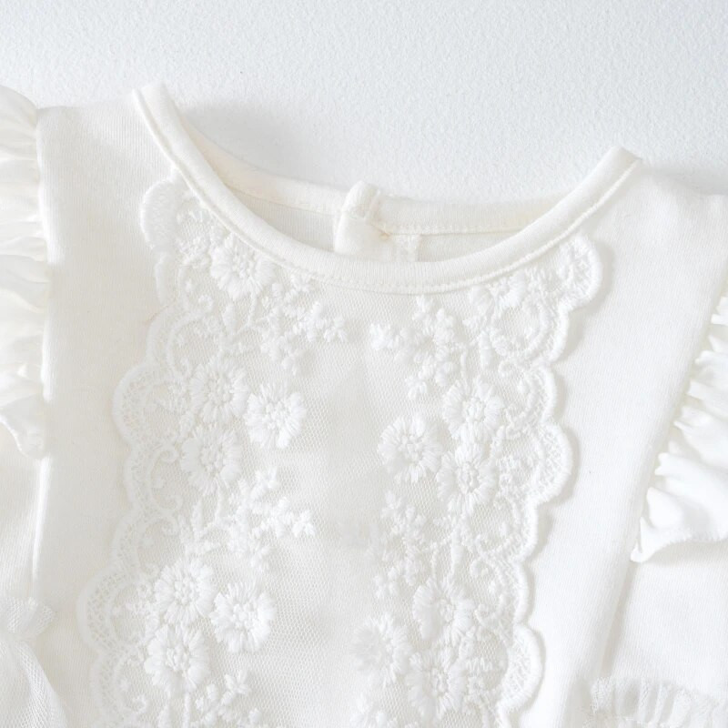 Princeses jaundzimušo meiteņu bodiji, mežģīņu ziedi, zīdaiņu meiteņu krekliņi pavasara rudenim