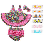 Ruffles ar ziediem, meiteņu drēbju komplekts Bloomer un kleitu komplekti vasaras zīdaiņiem Bērnu meiteņu kostīmi