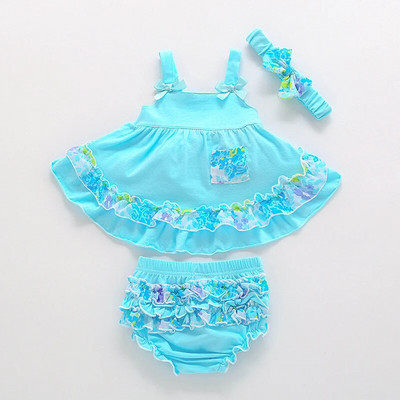 Ruffles ar ziediem, meiteņu drēbju komplekts Bloomer un kleitu komplekti vasaras zīdaiņiem Bērnu meiteņu kostīmi