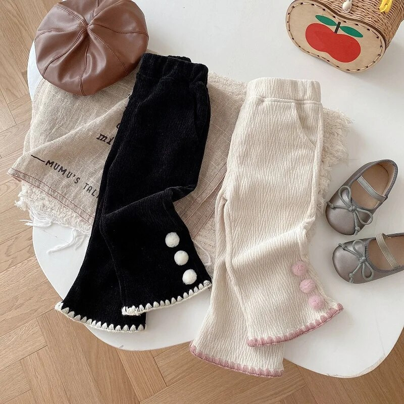 Modes, bērnu, meiteņu, uzplaiksnītas bikses, 0–5 gadi, mazuļi, vienkrāsaini, elastīgi vidukļa bikses, rudens zvans, apakšā, apģērbs