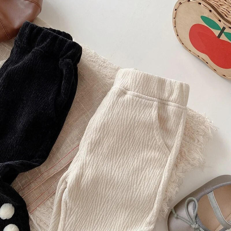 Modes, bērnu, meiteņu, uzplaiksnītas bikses, 0–5 gadi, mazuļi, vienkrāsaini, elastīgi vidukļa bikses, rudens zvans, apakšā, apģērbs