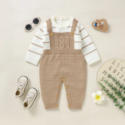 Csecsemő felső és alsó szett Őszi újszülött Body Onesie Baby Boy Kötött Jumpsuit 0-3 6 hónapig Ruhák Lány Egyrészes Romper