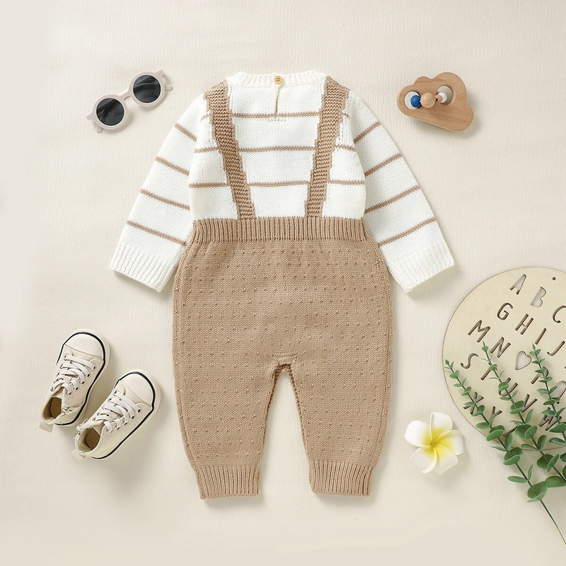 Komplekts zīdaiņa augšdaļai un apakšai rudens jaundzimušā bodiji Onesie, zēnu trikotāžas kombinezons no 0 līdz 3 6 mēnešiem.