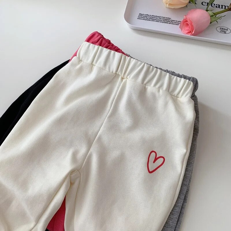 Sportska odjeća za djecu Djevojčice 0-5 godina Dječje sportske hlače s elastičnim strukom u obliku srca Trenirke za trčanje Aktivna odjeća