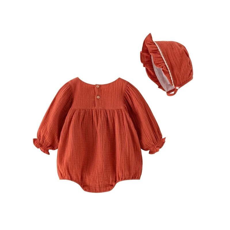 Jaundzimušo bērnu bodiji ar izšuvumu ar garām piedurknēm kokvilnas zīdaiņu kombinezoni, meiteņu kombinezoni rudens pavasarim