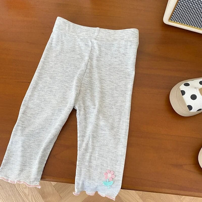 2023. gada vasara, bērnu meiteņu legingi 0–6 gadi, mazuļi, bērni, elastīga jostasvieta, rievota kokvilnas ziedu bikses, plānas zeķbikses apakšā