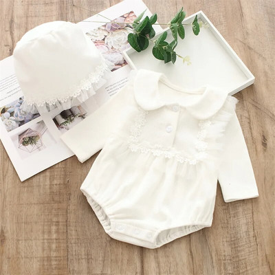 Ruffles Kokvilnas zīdaiņu bodiji ar garām piedurknēm jaundzimušajiem, mazuļiem, bērniem, meitenēm, kombinezoni, viengabala apģērbu komplekti