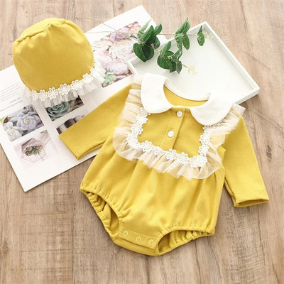 Ruffles Kokvilnas zīdaiņu bodiji ar garām piedurknēm jaundzimušajiem, mazuļiem, bērniem, meitenēm, kombinezoni, viengabala apģērbu komplekti