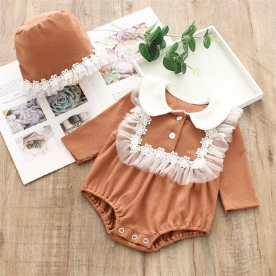 Ruffles Kokvilnas zīdaiņu bodiji ar garām piedurknēm jaundzimušajiem, mazuļiem, bērniem, meitenēm, kombinezoni, viengabala apģērbu komplekti