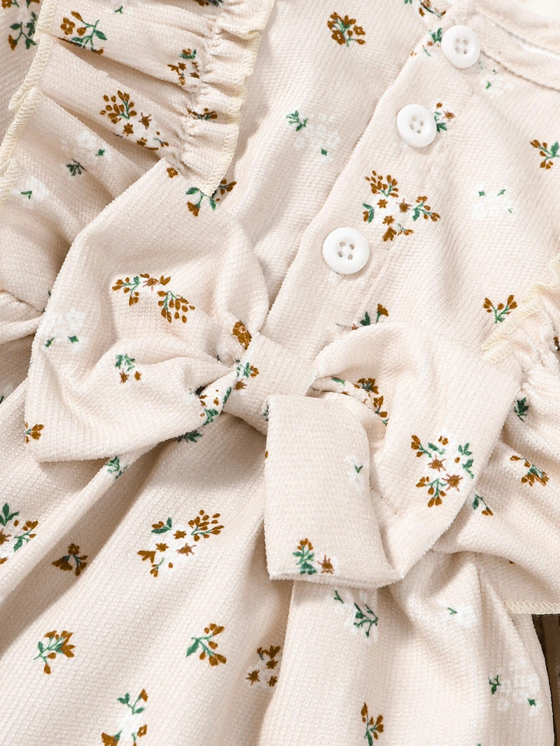 3–24 mēn. zīdaiņu bodiji ar garām piedurknēm ar puķainu pavasara un rudens kombinezonu, kas paredzēts mazuļiem.