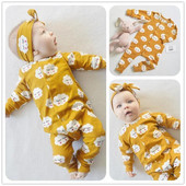 0–18 mēneši jaundzimušajiem, meiteņu zīdaiņiem, apģērbs ar garām piedurknēm un galvas saite, 2 gab. zīdaiņu tērpi, pavasara drēbes