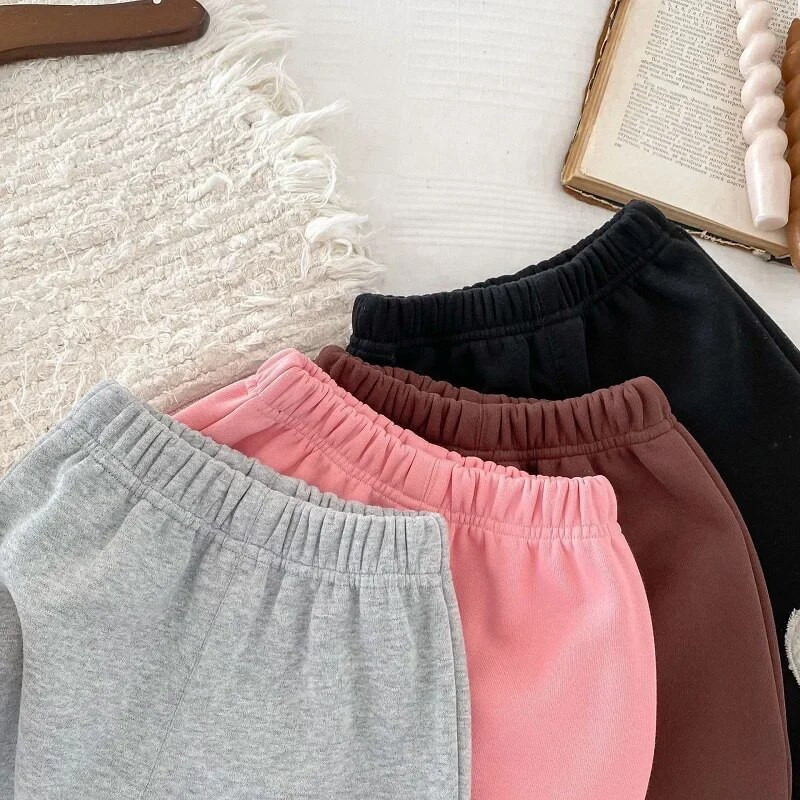 Nove zimske dječje hlače za dječake 0-5 godina, djeca, djevojčice, elastični struk, medvjedić, sportska odjeća, trkaće hlače, gornja odjeća, topla odjeća od flisa