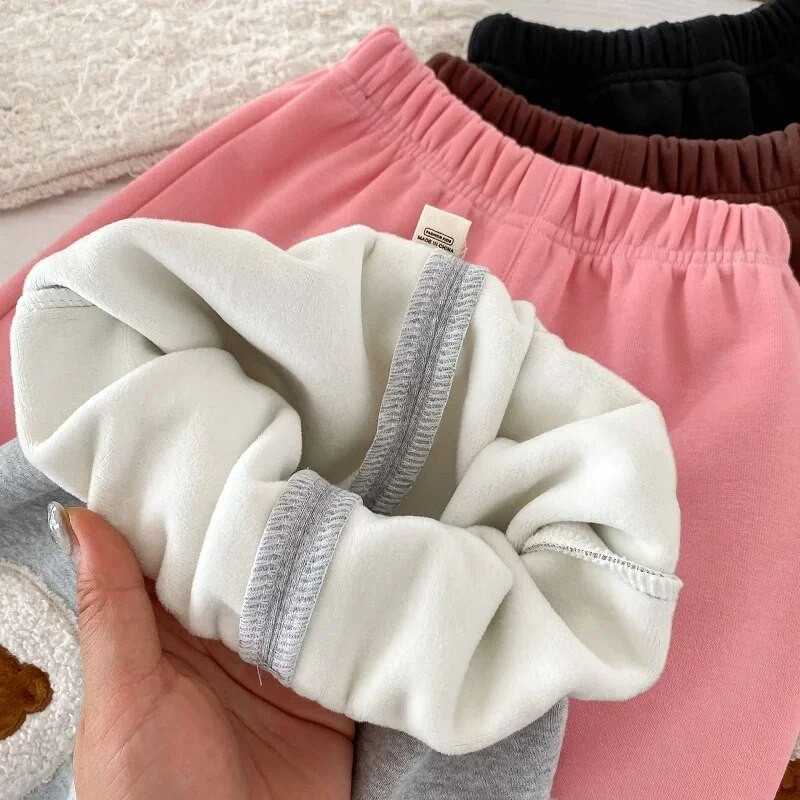 Nove zimske dječje hlače za dječake 0-5 godina, djeca, djevojčice, elastični struk, medvjedić, sportska odjeća, trkaće hlače, gornja odjeća, topla odjeća od flisa