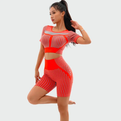 Αθλητικό σετ Γυναικεία φόρμα γυμναστικής Ρούχα γυμναστικής Απρόσκοπτη στολή γιόγκα γυμναστικής Σουτιέν Crop Tank Top Κολάν για τρέξιμο Κολάν Αθλητικά ρούχα