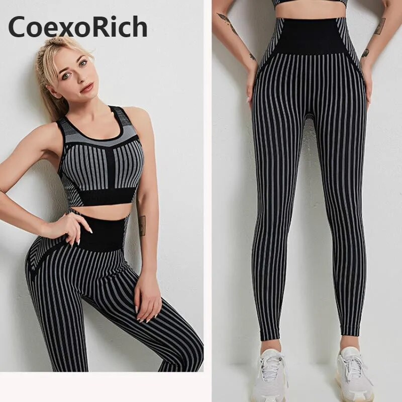 Αθλητικό σετ Γυναικεία φόρμα γυμναστικής Ρούχα γυμναστικής Απρόσκοπτη στολή γιόγκα γυμναστικής Σουτιέν Crop Tank Top Κολάν για τρέξιμο Κολάν Αθλητικά ρούχα