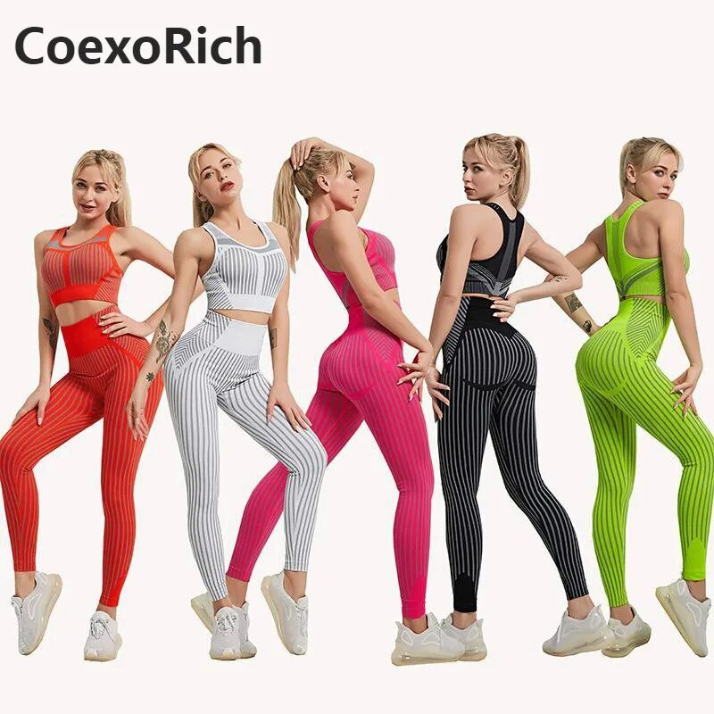 Αθλητικό σετ Γυναικεία φόρμα γυμναστικής Ρούχα γυμναστικής Απρόσκοπτη στολή γιόγκα γυμναστικής Σουτιέν Crop Tank Top Κολάν για τρέξιμο Κολάν Αθλητικά ρούχα