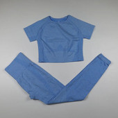 2-osaline Vital õmblusteta spordiülikond naiste jõusaali treeningriided lühikeste varrukatega fitness Crop top kõrge vöökohaga õmblusteta retuusid joogakomplekt