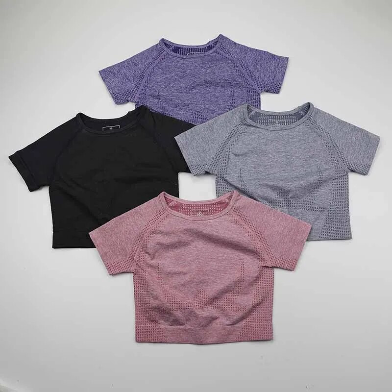 2-osaline Vital õmblusteta spordiülikond naiste jõusaali treeningriided lühikeste varrukatega fitness Crop top kõrge vöökohaga õmblusteta retuusid joogakomplekt