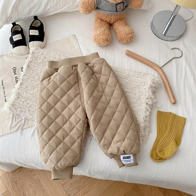 Pantaloni de iarnă ocazional pentru copii, băieți, 0-5 ani, pentru copii, culoare solidă, cu talie elastică, fleece, pantaloni de jogger, cald, haine.