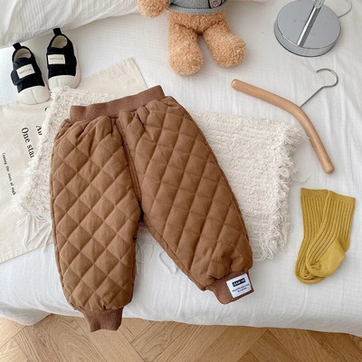 Pantaloni de iarnă ocazional pentru copii, băieți, 0-5 ani, pentru copii, culoare solidă, cu talie elastică, fleece, pantaloni de jogger, cald, haine.