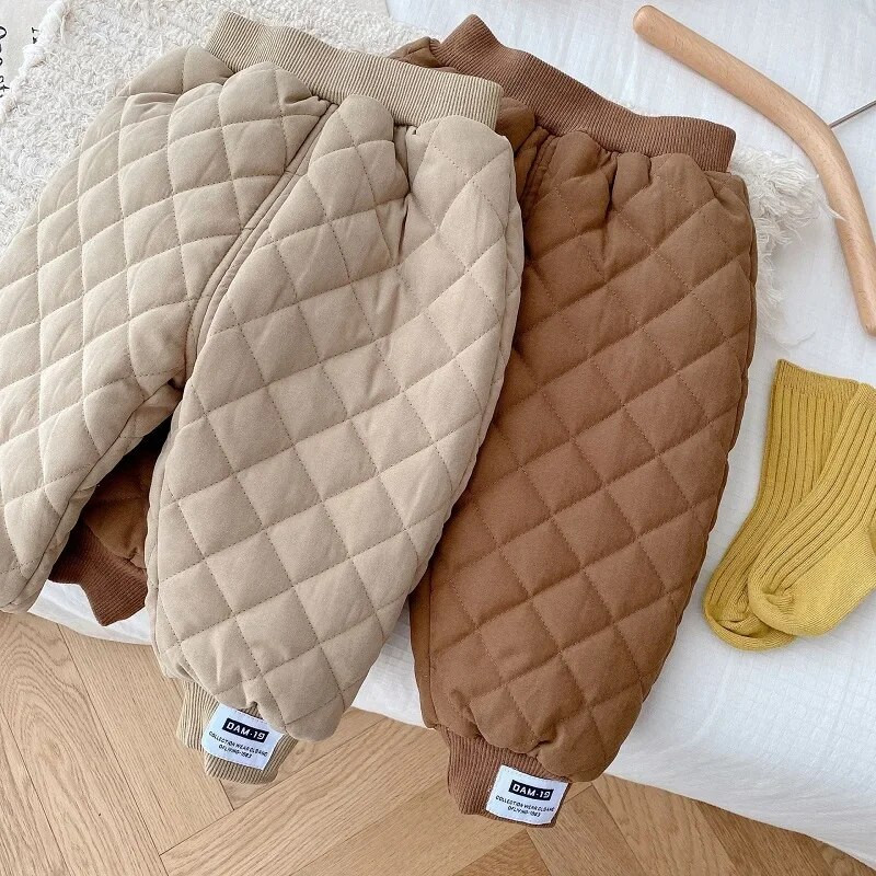 Pantaloni de iarnă ocazional pentru copii, băieți, 0-5 ani, pentru copii, culoare solidă, cu talie elastică, fleece, pantaloni de jogger, cald, haine.