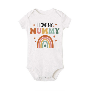 I Love Mummy & Daddy Rainbow Printing Newborn Baby Bodysuits Забавни летни бебешки гащеризони с къс ръкав Body Boys Girls Gampsuits