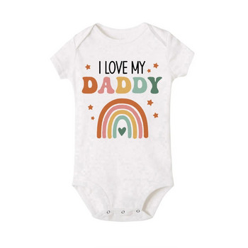 I Love Mummy & Daddy Rainbow Printing Newborn Baby Bodysuits Забавни летни бебешки гащеризони с къс ръкав Body Boys Girls Gampsuits