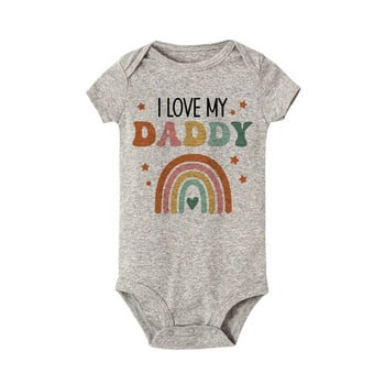 I Love Mummy & Daddy Rainbow Printing Newborn Baby Bodysuits Забавни летни бебешки гащеризони с къс ръкав Body Boys Girls Gampsuits