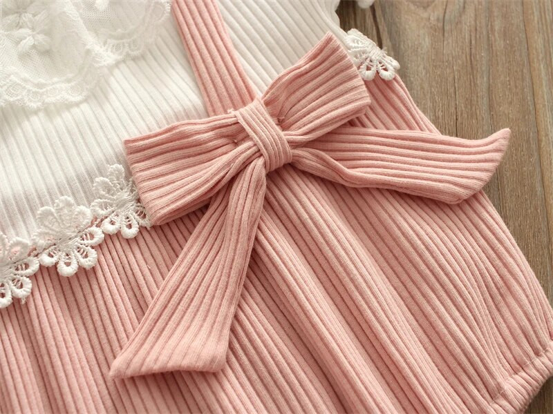 Suveprintsessi beebibodid Lühikeste varrukatega vibu pits Lilled Väikelaste Tüdrukute Jumpsuits Lasteriided