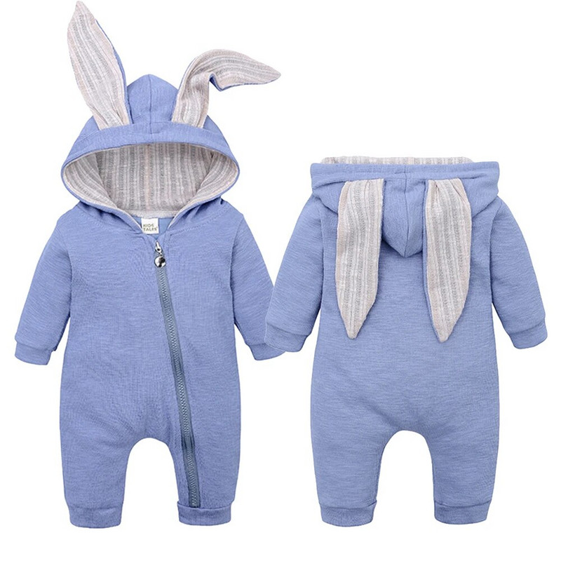 Újszülött fiúk lányok nadrágok játszóruhák nyúl rajzfilm kapucnis baba őszi ruhák hosszú ujjú tipegő csecsemő jumpsuitek