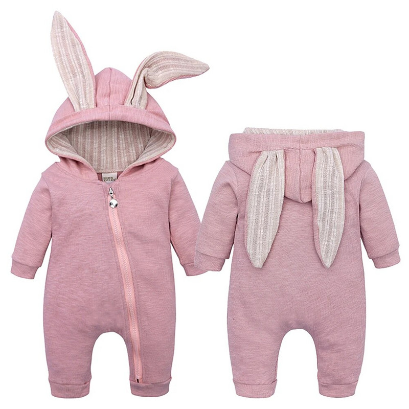 Újszülött fiúk lányok nadrágok játszóruhák nyúl rajzfilm kapucnis baba őszi ruhák hosszú ujjú tipegő csecsemő jumpsuitek
