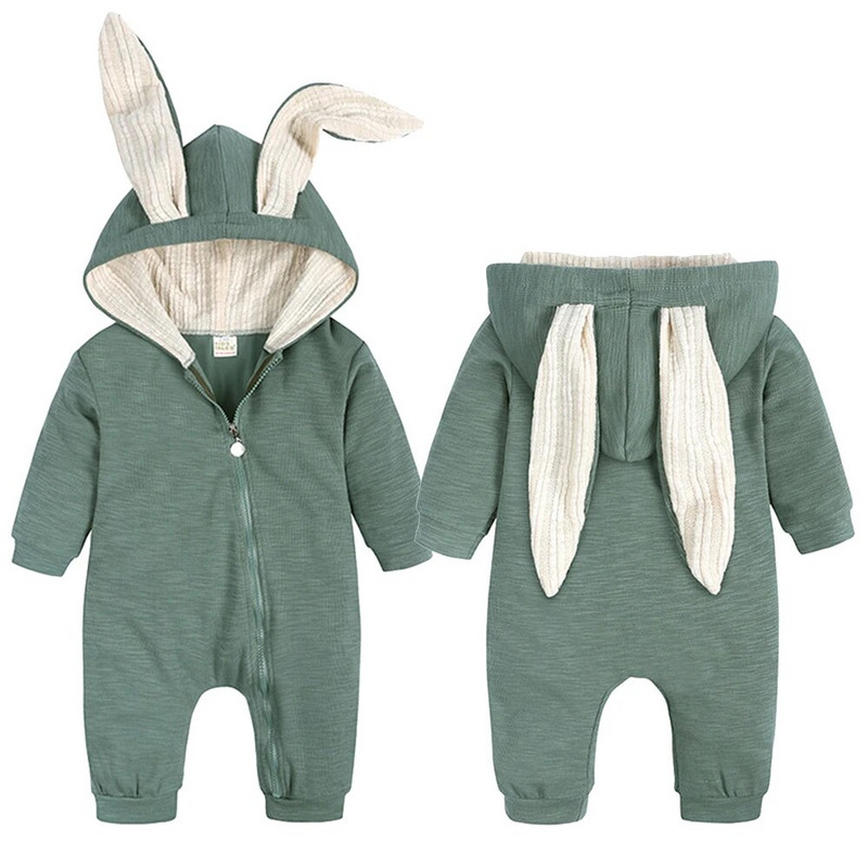 Újszülött fiúk lányok nadrágok játszóruhák nyúl rajzfilm kapucnis baba őszi ruhák hosszú ujjú tipegő csecsemő jumpsuitek
