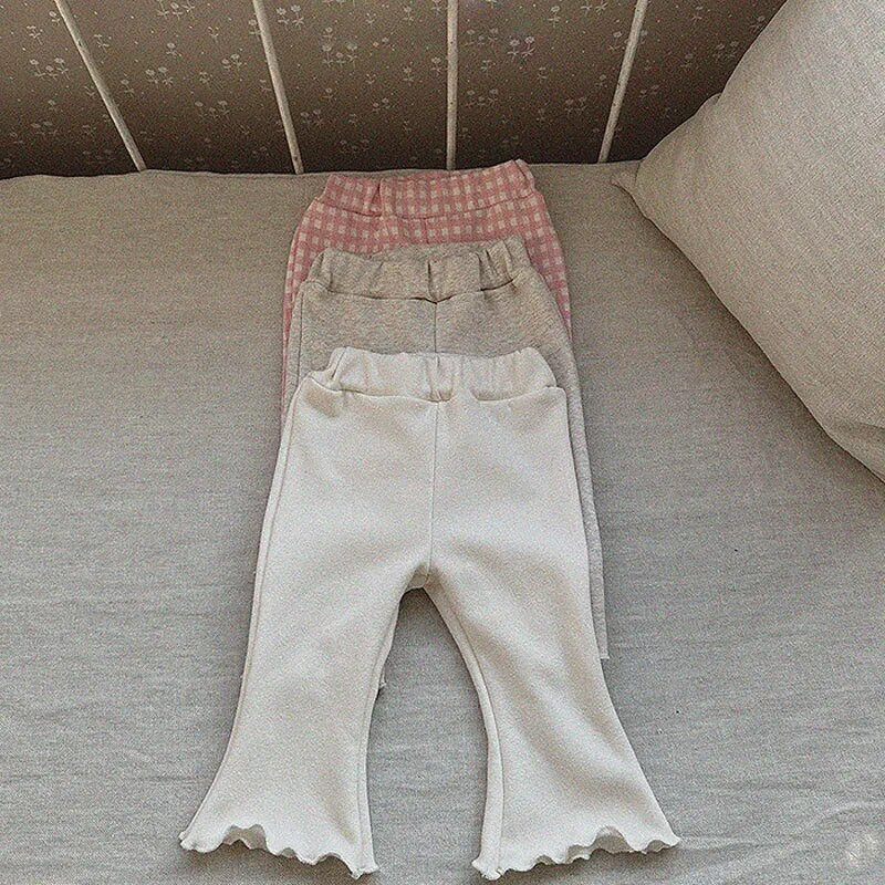 2023 INS Παιδικό κοριτσάκι παντελόνι 0-5 ετών Παιδικό Παιδικό ελαστικό βολάν μέσης μασίφ βαμβακερό καμπάνα καρό παντελόνι Ρούχα