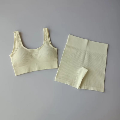 2-osalised õmblusteta joogakomplektid Naiste spordikomplekt Kärbitud topid Spordirinnahoidja+ Kõrge vöökohaga lühikesed püksid Sportlik fitness-ülikond Lühikesed püksid Jõusaalikomplektid