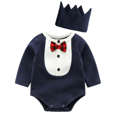 Τζέντλεμαν Newbron Βρεφική φόρμα για αγόρι μακρυμάνικο Παιδική φόρμα για αγόρια με κορώνα