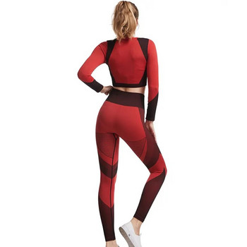 Γυναικεία φόρμα γυμναστικής Κόκκινο κολάν χωρίς ραφές Σετ γιόγκα Αθλητική στολή για γυναίκα Γυναικείο κοστούμι για γυμναστήριο Ρούχα γυμναστικής Σετ γυμναστικής Τοπ παντελόνι για τρέξιμο