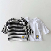 9297 Korean Ins Baby T-shirt Simple Smiling Face Casual T-shirt Φθινόπωρο Χειμώνας 2021 Αγόρι πουκάμισο με κάτω μέρος Κοριτσίστικο T-shirt 0-3 ετών