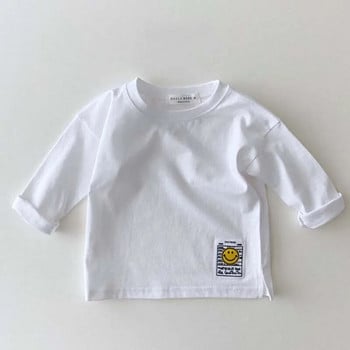 9297 Korean Ins Baby T-shirt Simple Smiling Face Casual T-shirt Φθινόπωρο Χειμώνας 2021 Αγόρι πουκάμισο με κάτω μέρος Κοριτσίστικο T-shirt 0-3 ετών