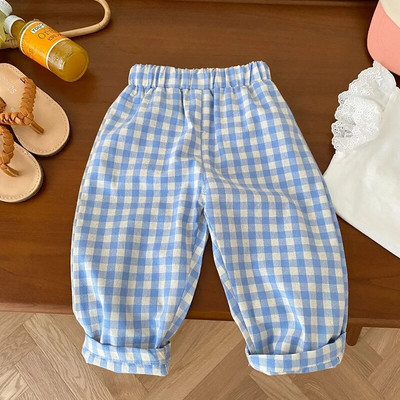 2023. aasta suvised laste ruudulised püksid 0–6-aastased väikelapsed, poisid, tüdrukud, elastsed vöökohad, lahtised püksid, rõivad, vabaajarõivad