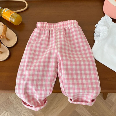 2023. aasta suvised laste ruudulised püksid 0–6-aastased väikelapsed, poisid, tüdrukud, elastsed vöökohad, lahtised püksid, rõivad, vabaajarõivad