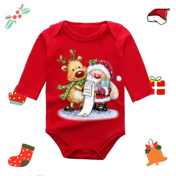 Новородено My First Christmas Rompers Baby Boys Girls Bodysuit Born Crawling Long Sleeve Gampsuits Festival Party Gifts