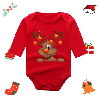 Новородено My First Christmas Rompers Baby Boys Girls Bodysuit Born Crawling Long Sleeve Gampsuits Festival Party Gifts